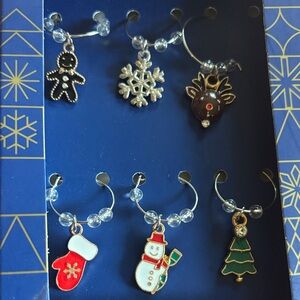Festive Holiday Wine Charms Set